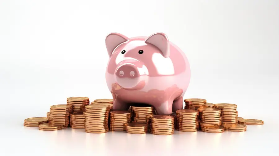Icône tirelire rose avec pièces de monnaie cashback
