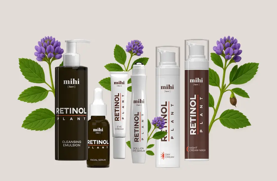 Application douce d'un sérum au Bakuchiol, alternative au rétinol pour peau sensible.