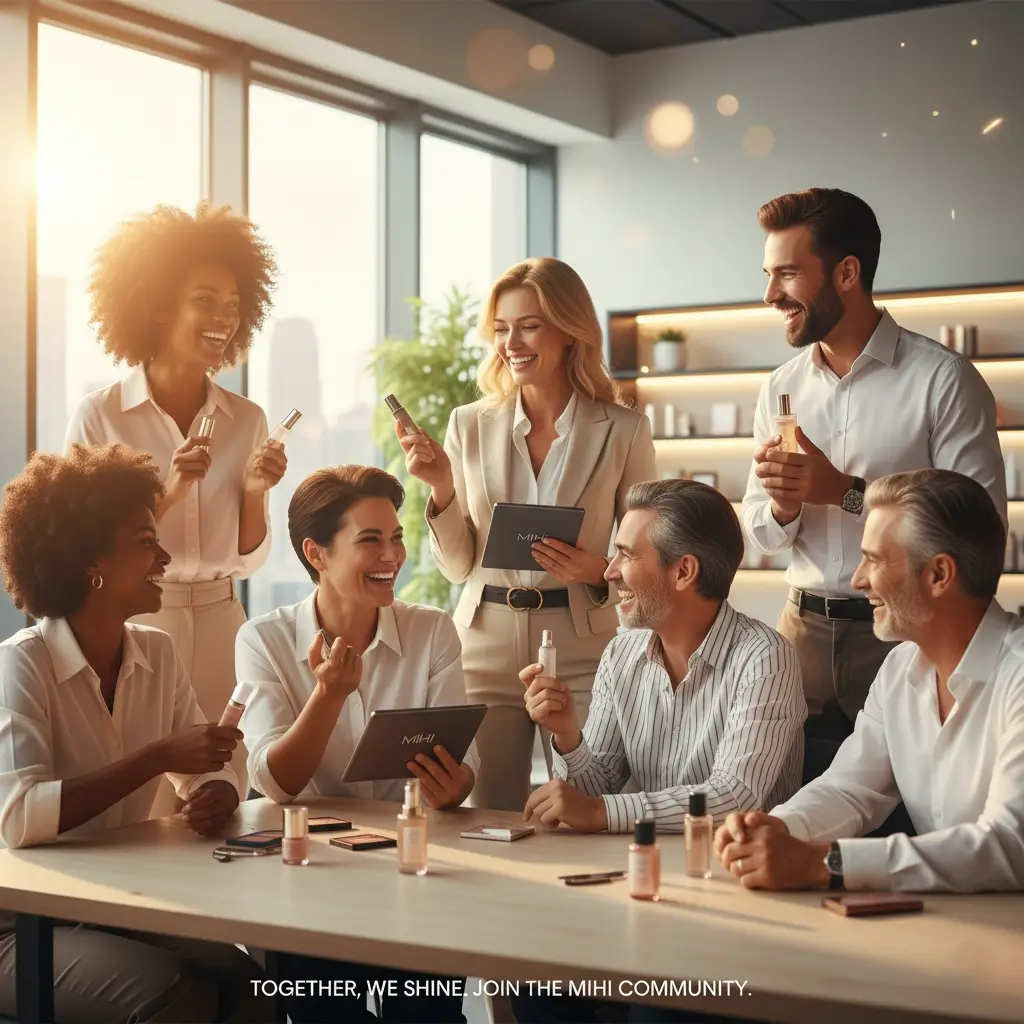 Équipe souriante représentant l'opportunité d'affaires lors du lancement Mihi Suisse.