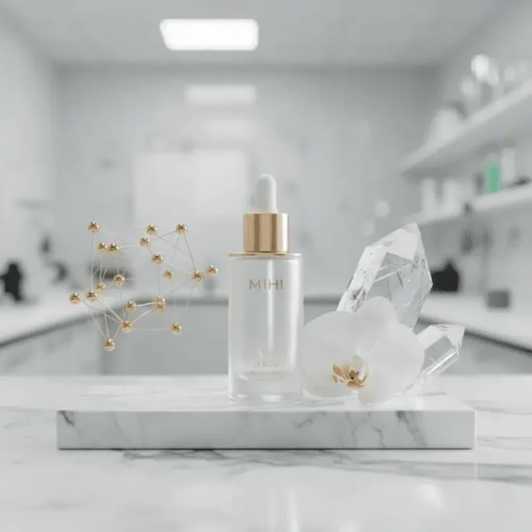 Ingrédients actifs Mihi illustrant la philosophie de la marque Mihi par l'alliance science-nature.