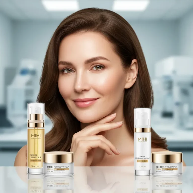 Femme avec une peau lisse et rajeunie grâce au rétinol Mihi, illustrant un guide anti-âge.