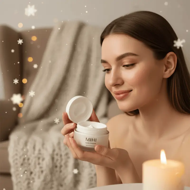 Guide pour une **routine hiver peau sèche** avec les produits nourrissants et protecteurs Mihi.